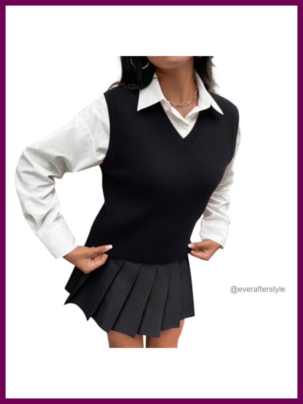 Women's V-Neck Cable Knit Sweater Vest Sleeveless Preppy Tank Top
